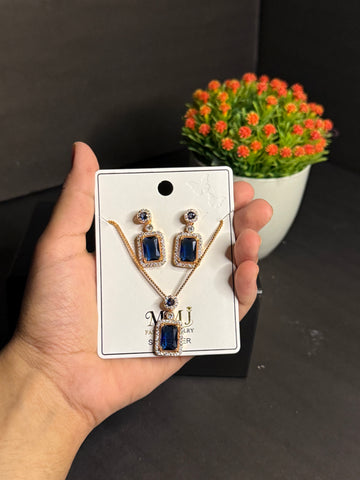 Synthetic Gemstone Pendant and Matching Earrings
