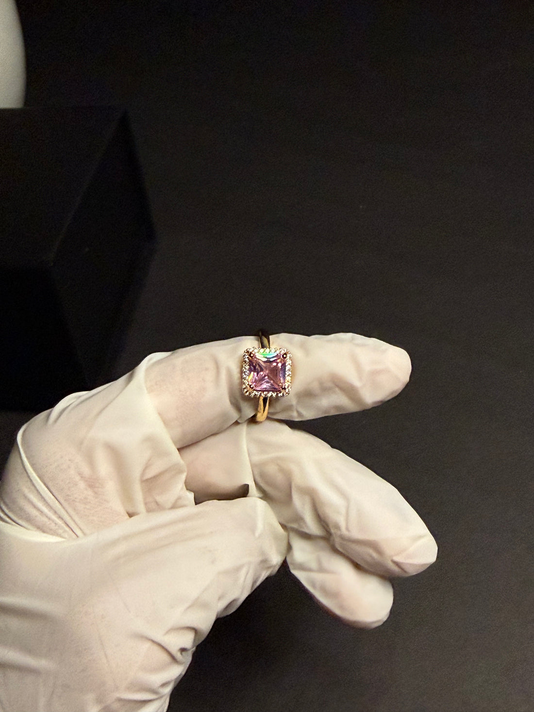 Cubic Zirconia Sterling Silver Ring Adjustable