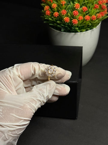 Diamond Daisy Cluster Ring Adjustable