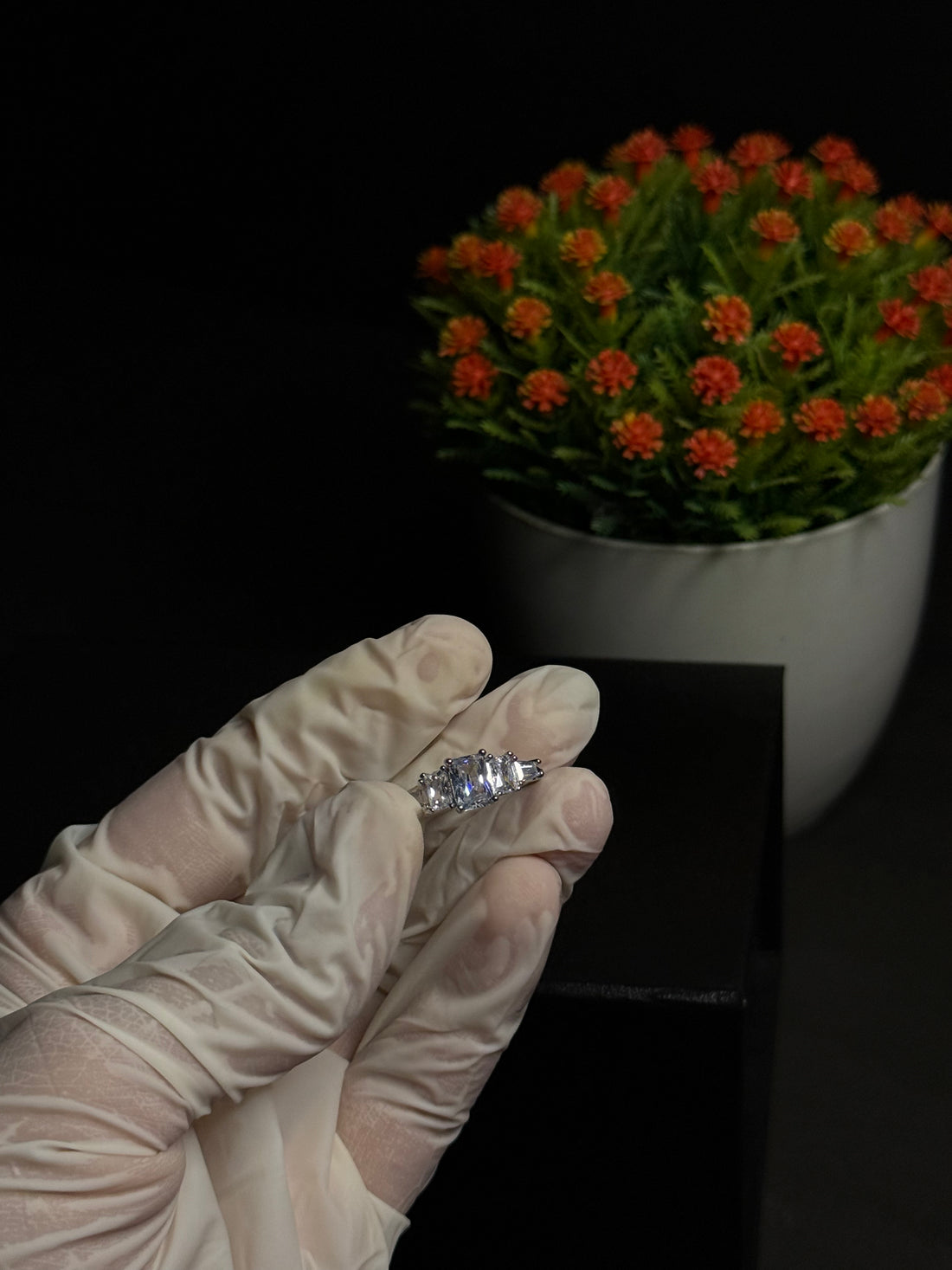Three-Stone Graduated Baguette-Cut Ring Adjustable