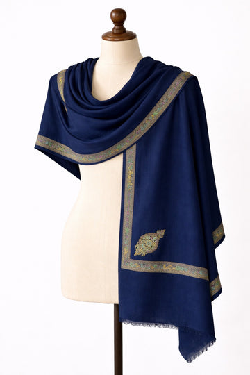 Dark Blue Pashmina Wool Mini Shawl